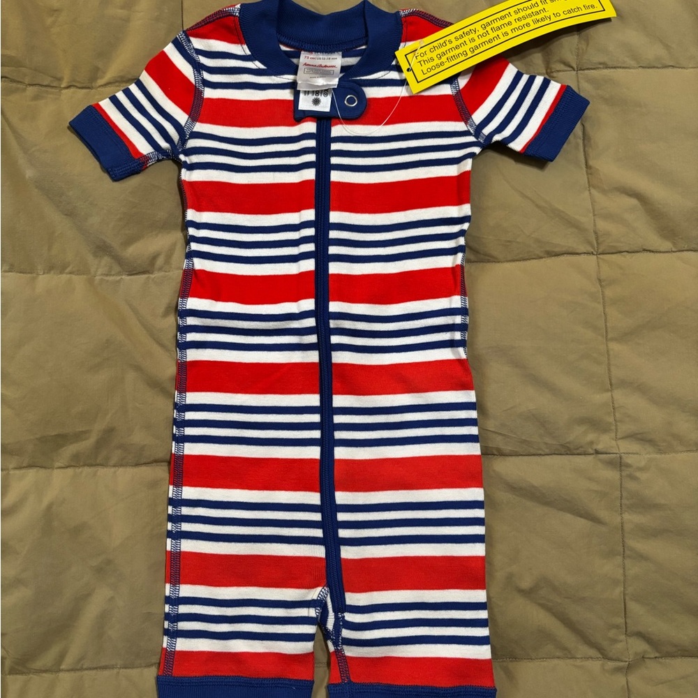 Hanna Andersson Red and Blue Striped Zip Up Pajamas